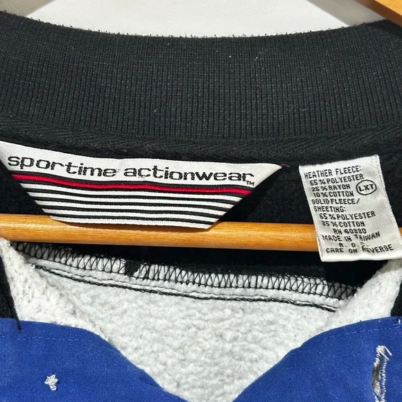 Vintage Sportime Actionwear Pullover Sweatshirt Polo Collar Colorblock L - Picture 2 of 3